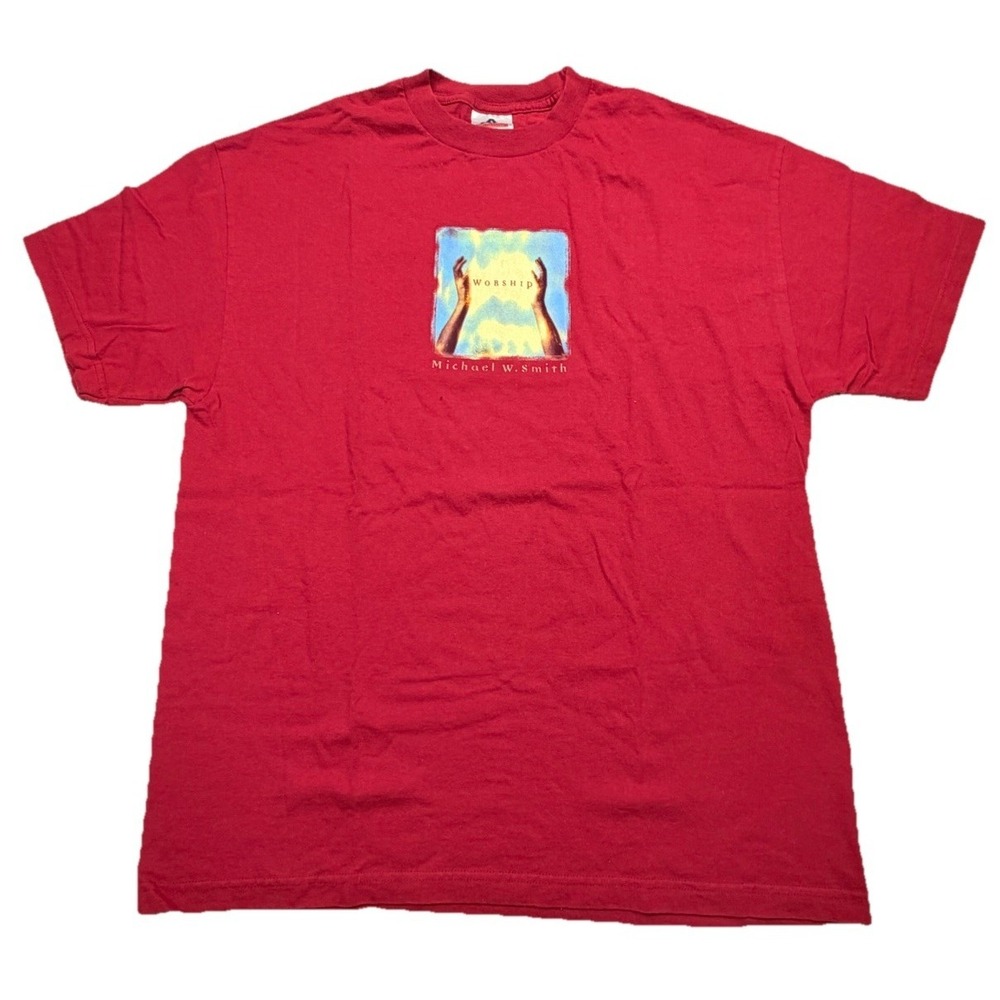 Vintage 2002 Michael W‎ Smith Worship Tour T Shirt XL Christian Music Red
